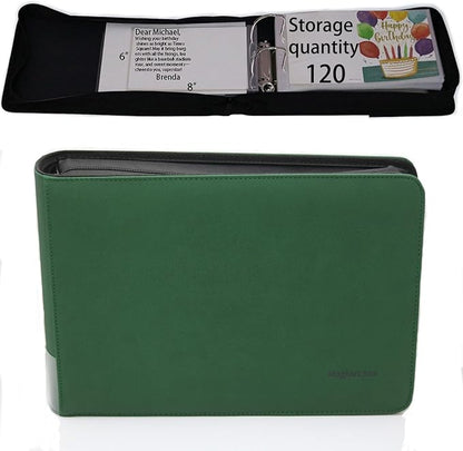 greeting card organizer binder and birthday card holder book,christmas card photo album,binder for greeting cards with sleeves,Suitable for 5x7in, 4x6in, 3x5in cards holds 120 cards (green)