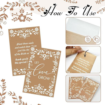 Cinrobiye 50 Sets Let Love Grow Wedding Favors for Guests Seed Packet Bags (Seed Not Include) with Tags & Labels Flowerpot for Bridal Shower Party Favors Bulk Wedding Souvenirs for Guests(Daisy)