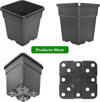 10 Pack Square Planter Nursery Pots 0.63 Gallon Pot for Plants, Square Black Grower Pot with Drainage Hole for Nursery Garden, Bulk Planter Flower Pots