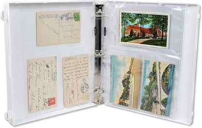UniKeep Postcard Collector Storage Case with 20 Pages - Holds up to 120 Postcards Measuring 4" x 6" - Additional Pages Can Be Added (Blue)
