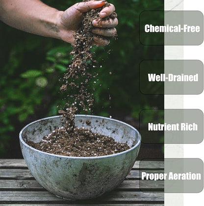 Organic Potting Soil Mix 4qt for All Indoor & Outdoor Small Containers Including Herbs, Vegetables, and Flowers