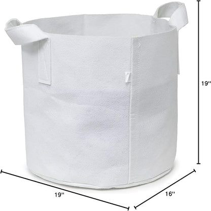 247Garden 5-Pack 20 Gallon Grow Bags/Aeration Fabric Pots w/Handles (260GSM, White, 16H x 19D)