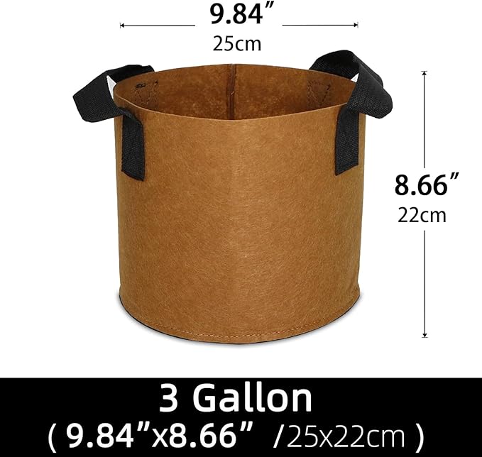 Grow Bags,Growing Pot Bags Garden Grow Bag Indoor Outdoor Fabric Aeration Plant Pot Container Flower Vegetable Pouch (Coffee,3 Gallon)
