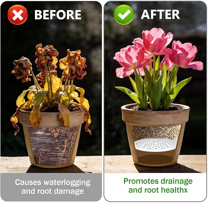 3PCS Round Planter Inserts for Large Tall Pots, 18" Stainless Steel Flower Pot Lift Insert Portable Planter Accessories Circular Plant Risers for Inside Pots with Drainage Hole, Use Less Potting Soil