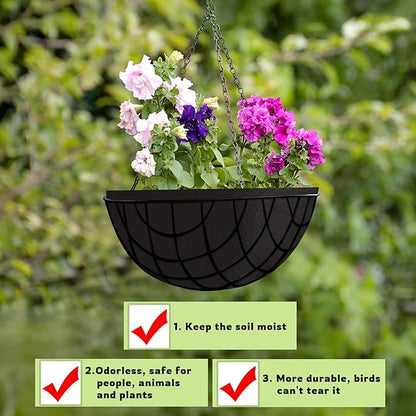 1 Roll 12x120 Inch Felt Liner Roll Fabric Planter Natural Coconut Non Woven Black Liner Sheets Plant Potting for Garden Planters Flower Basket Animal Pets
