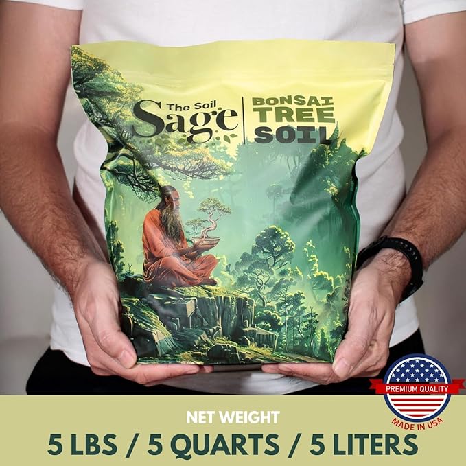 5qts/5l Premium Bonsai Mix - U.S.A. Made Ready to Use - Akadama, Pumice, Lava Rock, Fine Pine Bark - Large Bag for All Bonsai Tree - High Drainage Potting, Repotting (Bonsai Soil / 5 QT)