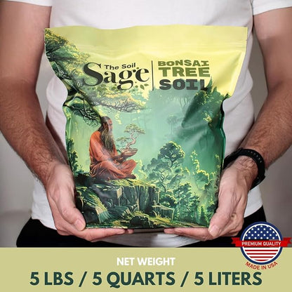 5qts/5l Premium Bonsai Mix - U.S.A. Made Ready to Use - Akadama, Pumice, Lava Rock, Fine Pine Bark - Large Bag for All Bonsai Tree - High Drainage Potting, Repotting (Bonsai Soil / 5 QT)