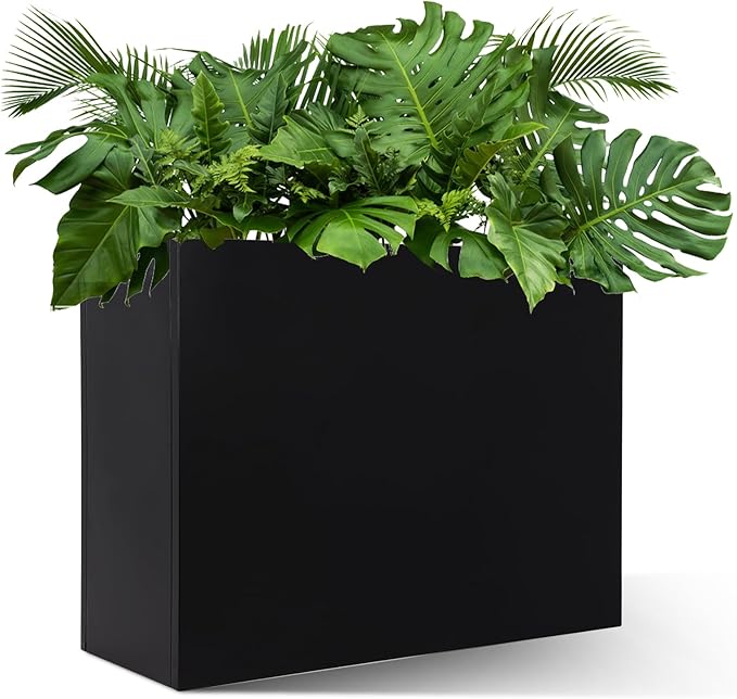 Metal Tall Rectangular Planter 32" L x 12" W x 24" H, Rectangular Galvanized Steel Raised Garden Bed with Drainage Holes & Removable Shelf, Tall Porch Planters Outdoor for Patio, Porch, Yard & Balcony
