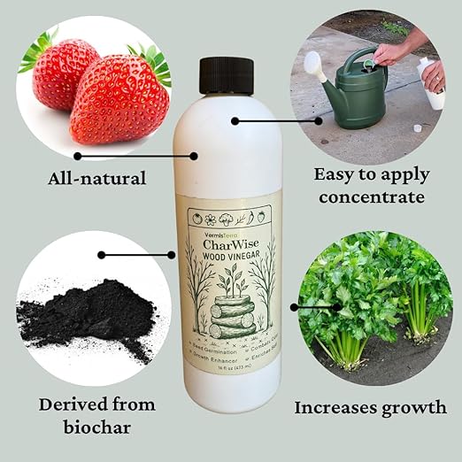 VermisTerra CharWise - 8 oz Wood Vinegar Biostimulant - Seed Germination, Enriches Soil, Growth Enhancer, Combats Odor, Animal Care - pyroligneous Acid, Natural byproduct of biochar