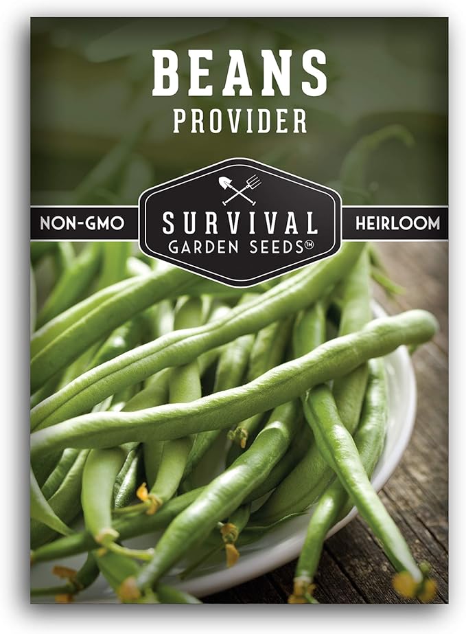 Survival Garden Seeds - Provider Bush Bean Seed for Planting - Packet with Instructions to Plant and Grow Stringless Green Beans in Your Home Vegetable Garden - Non-GMO Heirloom Variety