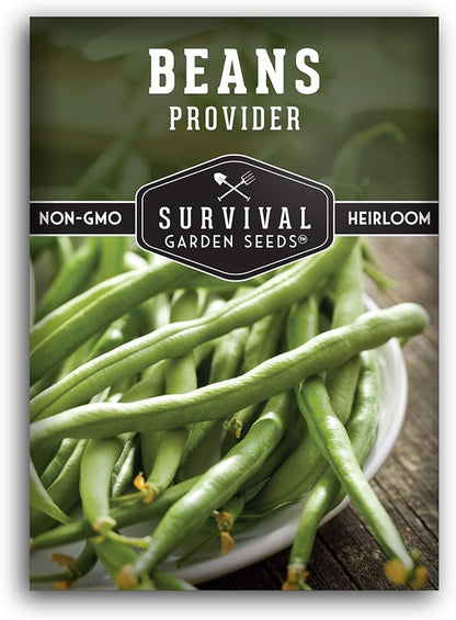 Survival Garden Seeds - Provider Bush Bean Seed for Planting - Packet with Instructions to Plant and Grow Stringless Green Beans in Your Home Vegetable Garden - Non-GMO Heirloom Variety