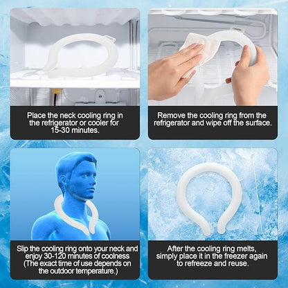 Neck Cooling Tube with Cold Insulated Bag,Reusable 18℃/64℉ Ice Neck Ring Wearable Body Cooler Products for Summer (White)