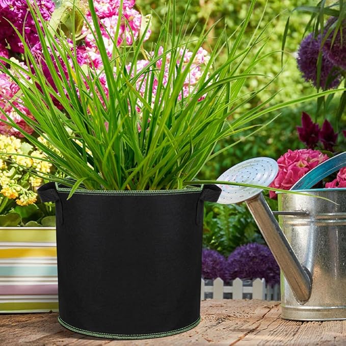 GANAZONO 6Pcs 4 Gallon Plant Grow Bags Breathable Felt Non-Woven Aeration Fabric Plant Grow Pots for Nursery Vegetable Flower Grow with Handles