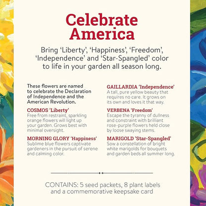 Burpee 'The Declaration Bouquet' Seed Collection – 5 Seed Flower Varieties Celebrating The Declaration of Independence and The American Revolution with Plant Labels & a Commemorative Keepsake Card