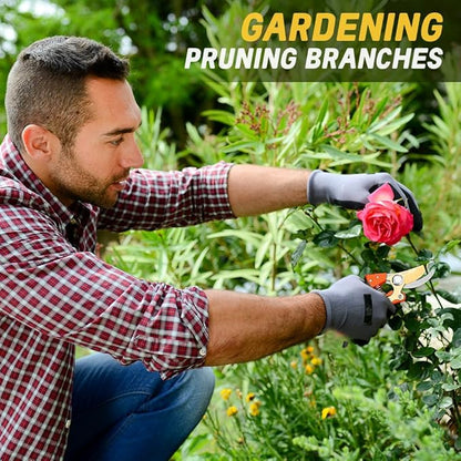 Garden Shears, Sharp Japanese SK5 Steel Blade Effortlessly Prunes 1/4" Branches, Hand Pruners Heavy Duty Professional Bypass, Garden Scissors & Flower Trimmers (golden)