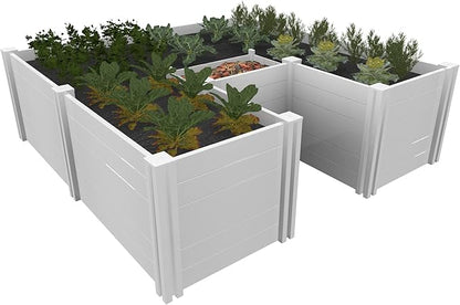 Vita Classic 6 Foot x 6 Foot x 22 inch White Vinyl Keyhole Garden with Composting Basket, BPA, Pthalate Free, VT17107
