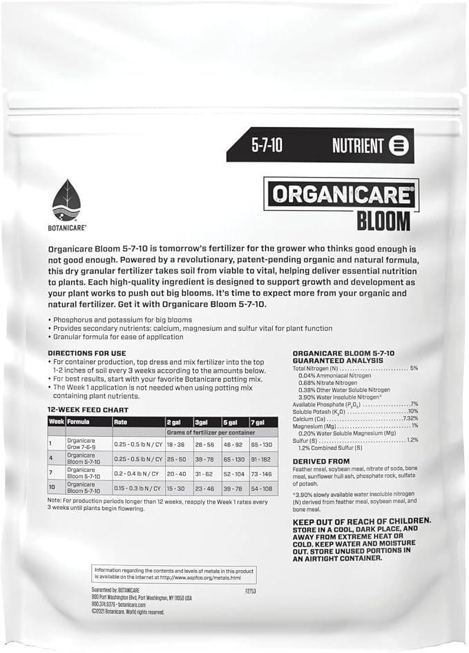Botanicare Organicare Bloom - Organic and Natural Granular Fertilizer for the Flowering Stage, 5 lbs.