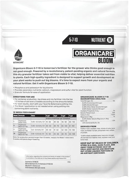 Botanicare Organicare Bloom - Organic and Natural Granular Fertilizer for the Flowering Stage, 5 lbs.