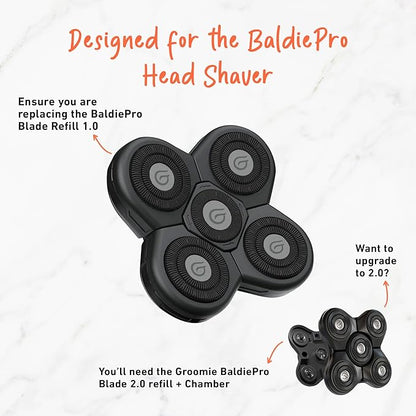 Groomie BaldiePro Cordless Bald Head Shavers for Men, Blade Refill - Waterproof Electric Head Shavers Replacement Head - Men's Rotary Head Razor for Bald Men for Smooth Shave