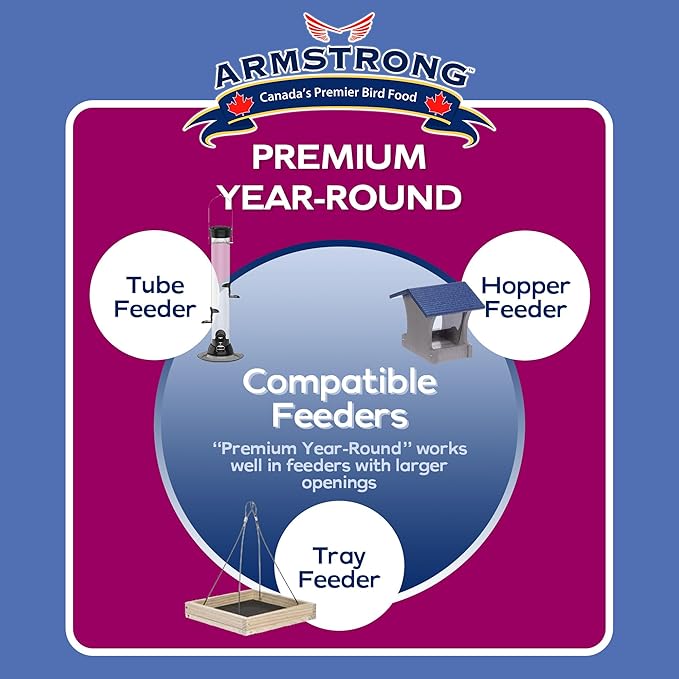Armstrong Wild Bird Food Premium Year-Round Blend, 5 Pound Jug - with Cut Corn, Red Milo, White Millet & Black Oil Sunflower Seeds - Easy to Carry, Pour & Store