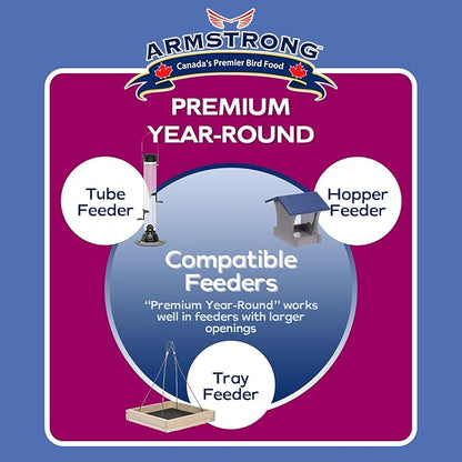 Armstrong Wild Bird Food Premium Year-Round Blend, 5 Pound Jug - with Cut Corn, Red Milo, White Millet & Black Oil Sunflower Seeds - Easy to Carry, Pour & Store