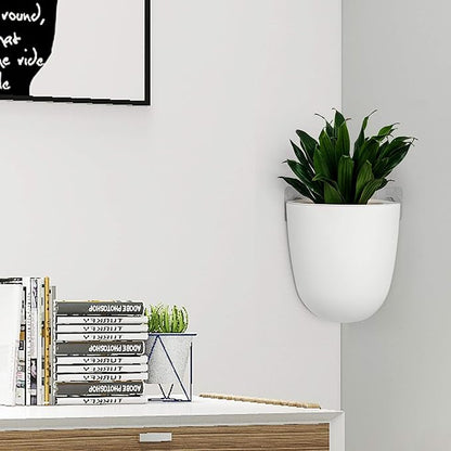 ORIMERC 2 Pack Corner Wall Mounted Hanging Planter Self Watering Triangle Plastic Flower Pot Decorative Modern Plant Vase Container Holder for Succulent Indoor Outdoor Home Office Décor White