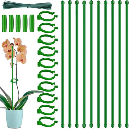 10Pcs Plant Support Stakes, 17inch Garden Orchid Sticks Extended to 3ft 4ft Orchid Sticks with Clips for Indoor Outdoor Plants,Garden Stakes for Tomato,Orchid,Vegetables,Monstera