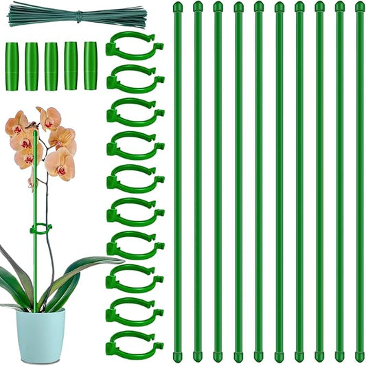 10Pcs Plant Support Stakes, 17inch Garden Orchid Sticks Extended to 3ft 4ft Orchid Sticks with Clips for Indoor Outdoor Plants,Garden Stakes for Tomato,Orchid,Vegetables,Monstera