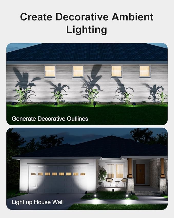 4 Pack Solar Spotlights Outdoor Waterproof for Tree, Statue, Flower, Pot, Bush, Wall, Bright LED Outside Landscape Flood Lights for Security Uplighting Yard, Garden, Driveway, Walkway, House, Fence