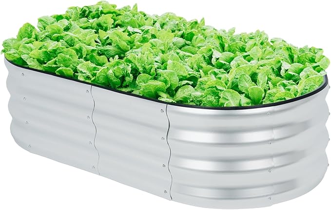 LINEX Galvanized Raised Garden Bed 4x2x1 ft, Metal Raised Garden Beds Outdoor Planter Boxes Clearance for Gardening Vegetables Flowers Herbs Above Ground