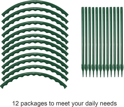 12 Pack Plant Support for Indoor and Outdoor Small Plants，Half Round for Potted Plants, Plastic Ring Flower Stakes with 20Pcs Plant Garden Clips