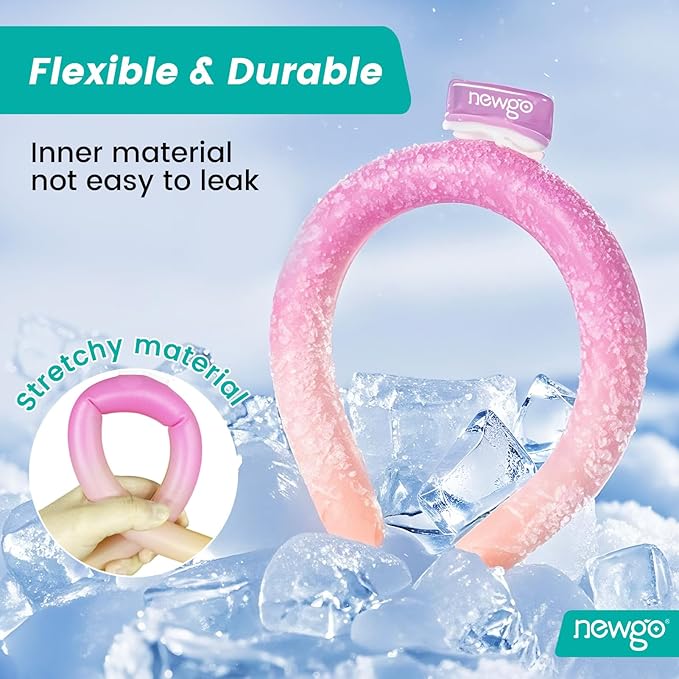 NEWGO Neck Cooling Tube Reusable Ice Cooler Cold Pack for Summer Heat, Ice Neck Ring for Outdoor Workers, Athletes, Sports Enthusiasts, Hot Flash Sufferers, Campers, Purple-Yellow Gradient