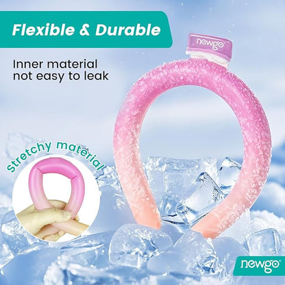 NEWGO Neck Cooling Tube Reusable Ice Cooler Cold Pack for Summer Heat, Ice Neck Ring for Outdoor Workers, Athletes, Sports Enthusiasts, Hot Flash Sufferers, Campers, Purple-Yellow Gradient