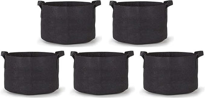 247Garden 5-Pack 30 Gallon Grow Bags/Aeration Fabric Pots w/Handles (260GSM, Black, 15.5H x 24D)