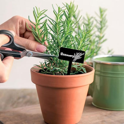 JarThenaAMCS 24Pcs Acrylic Plant Label Signs 12 Styles Garden Herb Markers Black Waterproof Reusable T-Type Tags Plant Stake Tags with Names for Nursery Indoor Outdoor Garden Decor