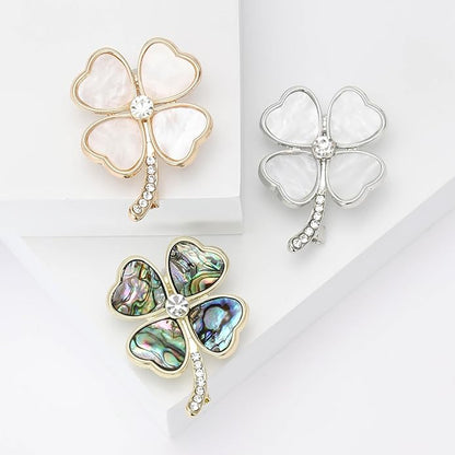 St.Patrick's Day Brooches for Women Dainty Crystal Four Leaf Lapel Pin Shamrock Hat Brooch Pins Irish Enamel Brooches Irish Holiday Costume Accessory Jewelry