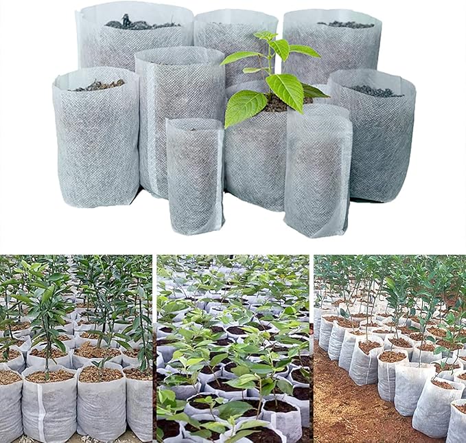 100PCS Plant Grow Bags, Non-Woven Plant Nursery Bags Fabric Seedling Pots for Garden