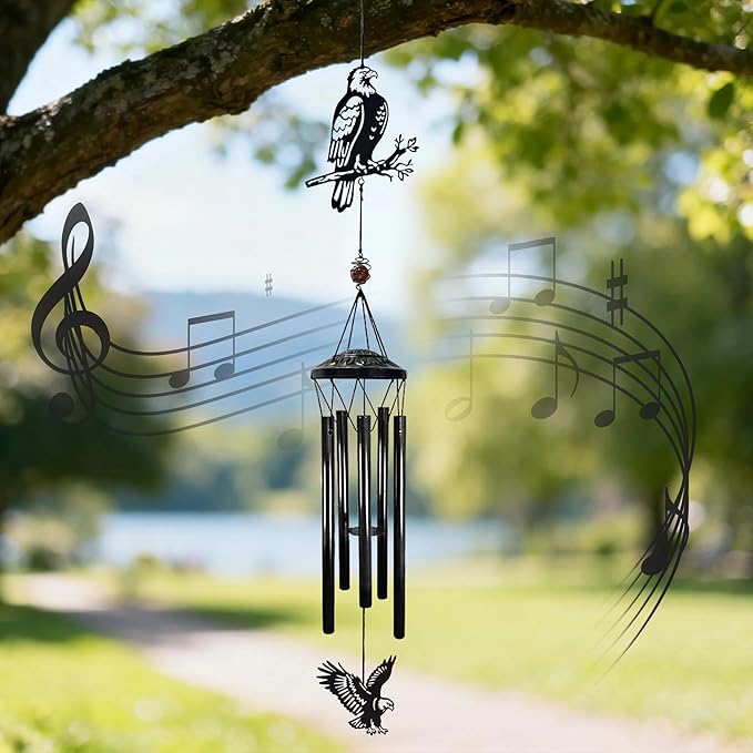 Patriotic Wind Chimes Outdoor Decor - 40" Bald Eagle Large Wind Chimes for Outside Deep Tone,Memorial Windchimes for Backyard Balcony Porch Home Decor,Best Gifts for Women/Men Friend Birthday Holiday