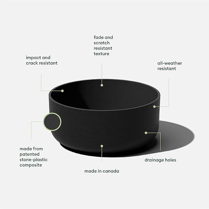 Veradek Mason Series Kona Bowl Planter - Round Planter for Indoor or Outdoor Tabletop/Balcony | Durable Plastic-Stone Composite Material | Modern Décor for Flowers, Succulents, Small Plants