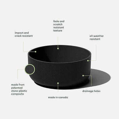 Veradek Mason Series Kona Bowl Planter - Round Planter for Indoor or Outdoor Tabletop/Balcony | Durable Plastic-Stone Composite Material | Modern Décor for Flowers, Succulents, Small Plants