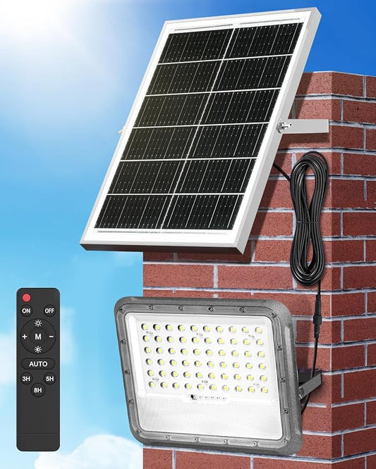 Solar Lights Outdoor Waterproof - Security Lights for Outside with Remote Control,Ultra Bright High Lumens, Aluminum Solar Powered Flood Lights Dusk to Dawn for Patio, Yard (15000MAH)