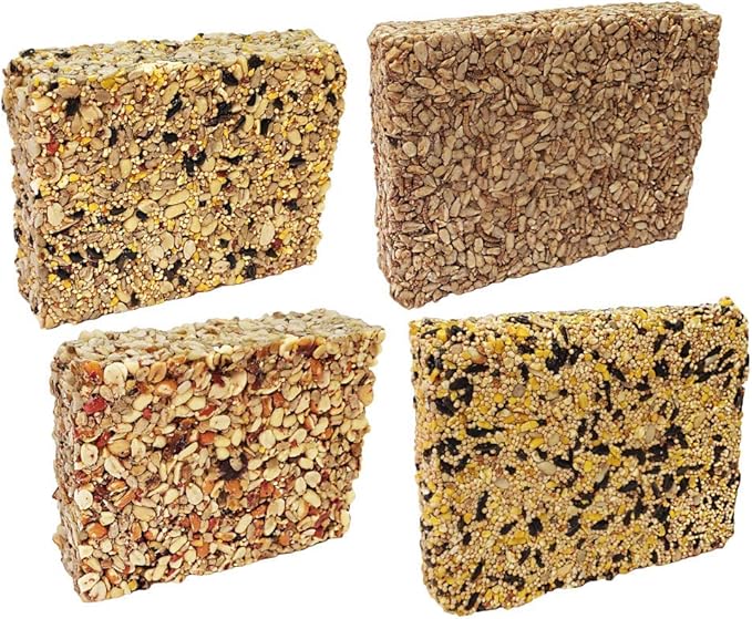Wildlife Sciences Songbird Treats Seed Cake Variety 4 Pack | Large Seed Cakes for Wild Birds | 1.5-2 lb Each