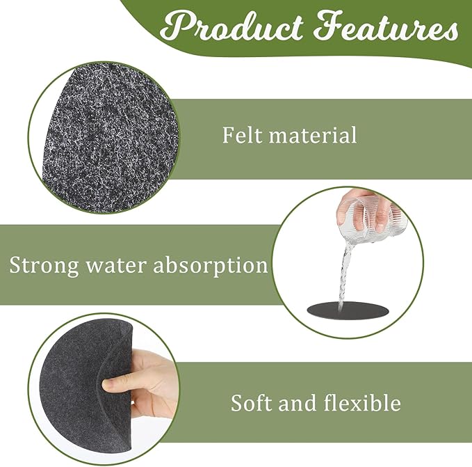 Plant Coasters, 6 PCS 3 Sizes Round Plant Saucers Felt Plant Mat Reversible Fabric Coaster Mat Absorbent Waterproof Plant Pot Saucers for Gardening Indoors Outdoor Pots, DIY Craft Supplies(4”, 6”, 8”)