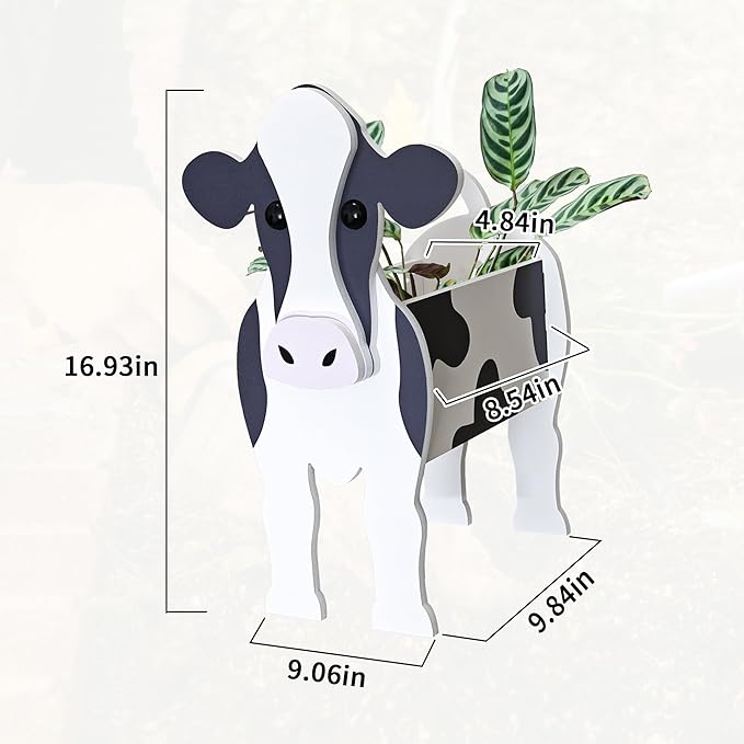 Dairy Cow Planter, Cute Animal Shape Flower Planters, Plant Pots for Indoor/Outdoor Garden Decor, Unique Gifts/Souvenirs for Pet Lovers (Large)