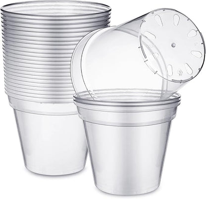 Maxcheck 24 Pcs Thick Clear Nursery Pots for Plants Transparent Plastic Garden Pots with Holes for Seedling Variety Plants Growing in Garden Home (8 Inch)