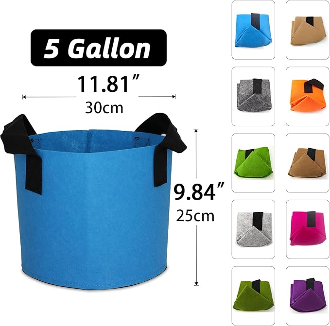 Grow Bags,Growing Pot Bags Garden Grow Bag Indoor Outdoor Fabric Aeration Plant Pot Container Flower Vegetable Pouch (Mixed 10colors,5 Gallon)