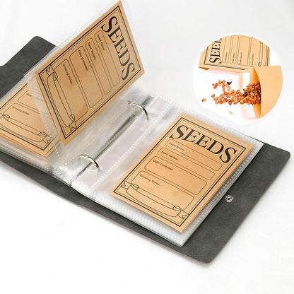 Seed Storage Organizer, 50 Pockets Seeds Sleeves Binder with Envelopes, Garden Seed Packet Organizer Seed Collecting Template for Vegetable (Black, 3.5" x 5.12" Pocket)