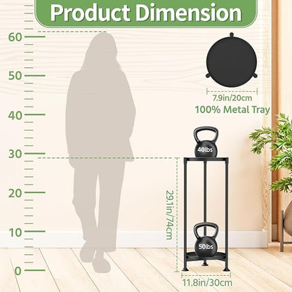 KMOTASUO 2 Tier Plant Stand Indoor for Large Tall Heavy Duty Planter, Multiple Sturdy Metal Flower Corner Rack for Narrow House Floor, Iron Vertical Level Round Orchi Holder Organizer, Black