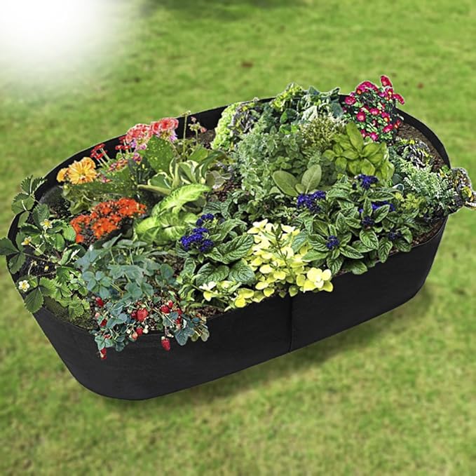 Planting Grow Bag,Felt Fabric Raised Planting Bed,Raised Garden Bed Planter Breathable Planting Container Rectangle Growing Pot