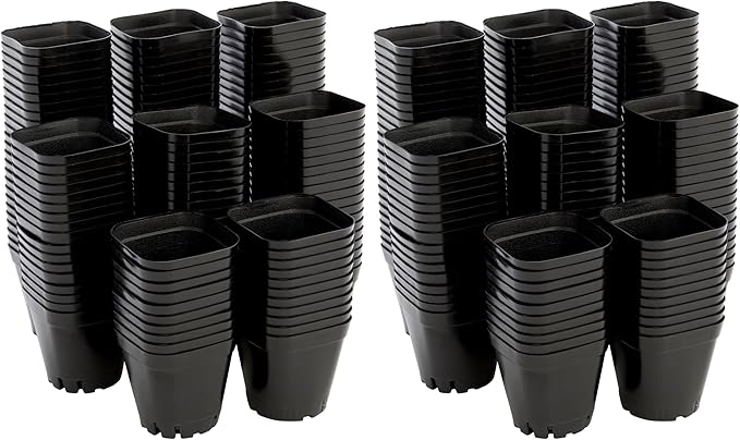 Juvale Square Nursery Pots - Seedling Planters with Drainage Holes - Versatile Pots for Plants & Succulents - Space-Saving Stackable Planters - 2.6 in, Pack of 300, Black